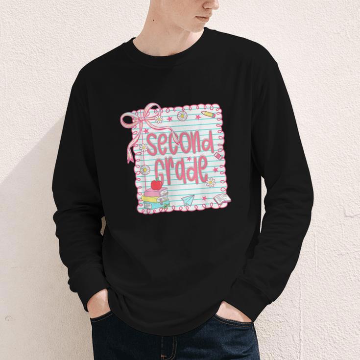 Girls Second Grade Coquette Bow Pink Preppy Back To School Youth Long Sleeve Tee Girls Second Grade Coquette Bow Pink Preppy Back To School Youth Long Sleeve Tee