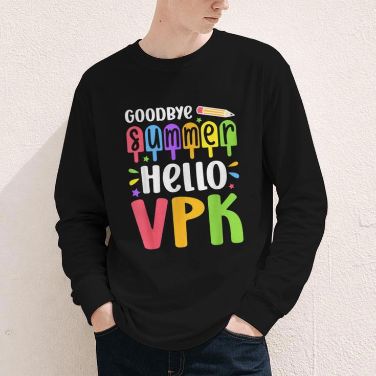 Goodbye Summer Hello VPK First Day Of VPK Back To School Youth Long Sleeve Tee Goodbye Summer Hello VPK First Day Of VPK Back To School Youth Long Sleeve Tee