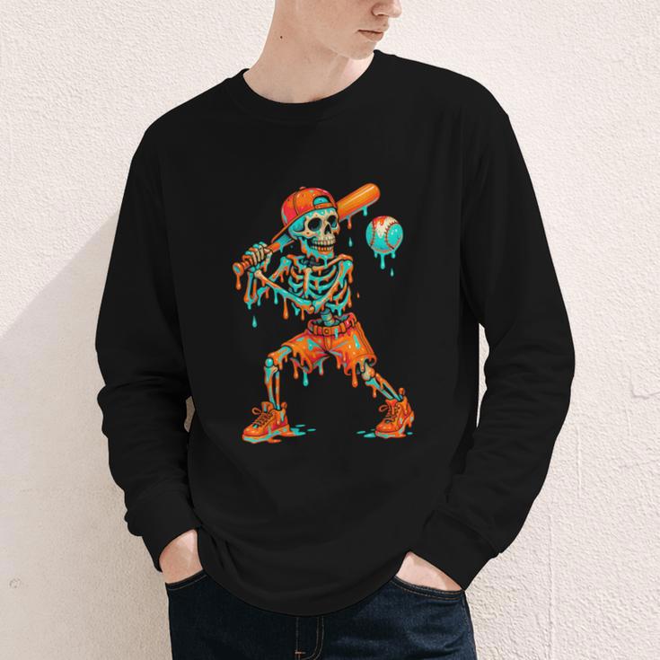 Halloween Baseball Skeleton Ice Cream Drip Baseball Boys Kid Youth Long Sleeve Tee Halloween Baseball Skeleton Ice Cream Drip Baseball Boys Kid Youth Long Sleeve Tee