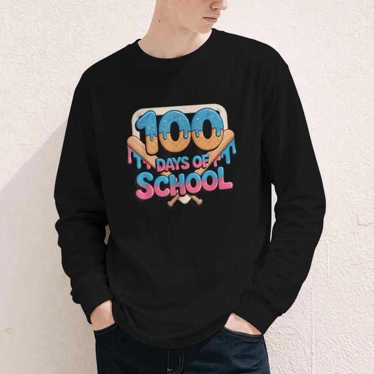 Happy 100 Days Of School Baseball Drip For Kids Teachers Youth Long Sleeve Tee Happy 100 Days Of School Baseball Drip For Kids Teachers Youth Long Sleeve Tee