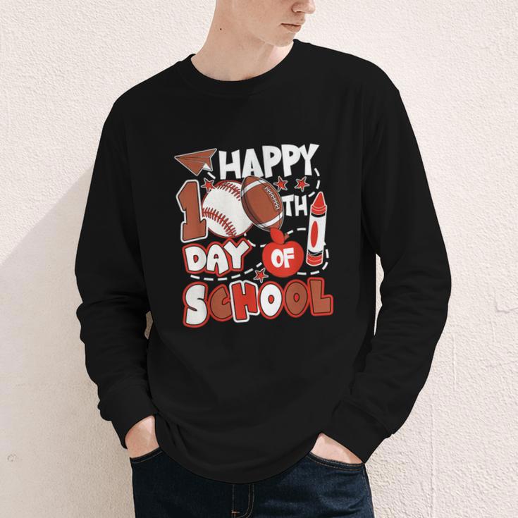 Happy 100 Days Of School Baseball Football PE Teacher Youth Long Sleeve Tee