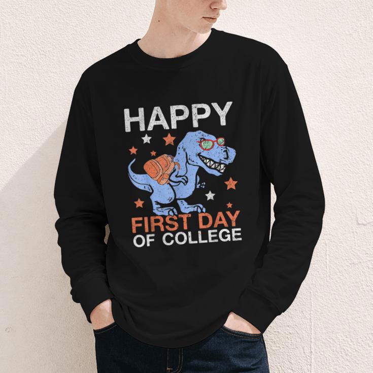 Happy First Day Of CollegeRex Dinosaur Back To School Youth Long Sleeve Tee Happy First Day Of CollegeRex Dinosaur Back To School Youth Long Sleeve Tee