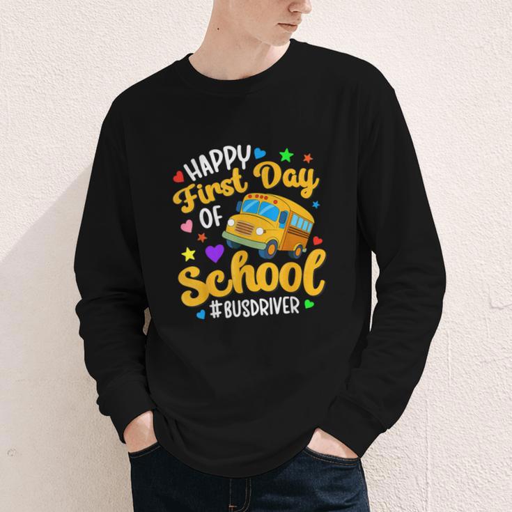 Happy First Day Of School Bus Driver Back To School Youth Long Sleeve Tee Happy First Day Of School Bus Driver Back To School Youth Long Sleeve Tee