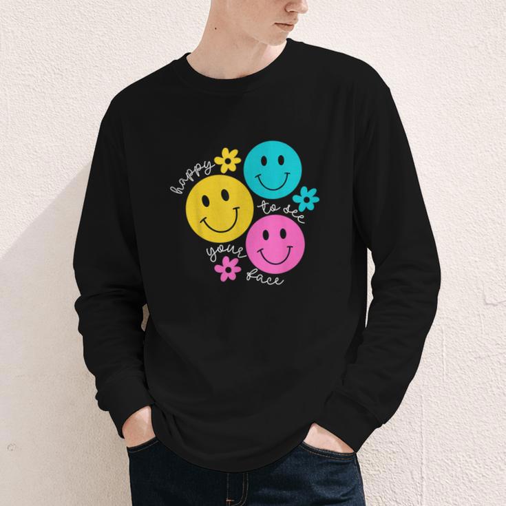 Happy To See Your Face Back To School First Day Of School Youth Long Sleeve Tee Happy To See Your Face Back To School First Day Of School Youth Long Sleeve Tee