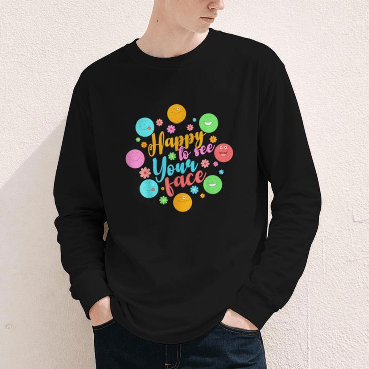 Happy To See Your Face Colorful Ball Back To School Youth Long Sleeve Tee
