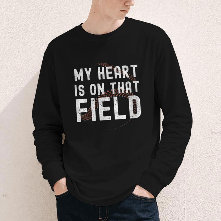 My Heart Is On That Field Baseball Softball Dad Father Youth Long Sleeve Tee My Heart Is On That Field Baseball Softball Dad Father Youth Long Sleeve Tee