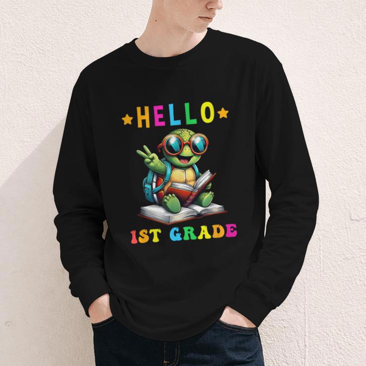 Hello 1st Grade Turtle Lovers Back To School Kids Boys Girls Youth Long Sleeve Tee