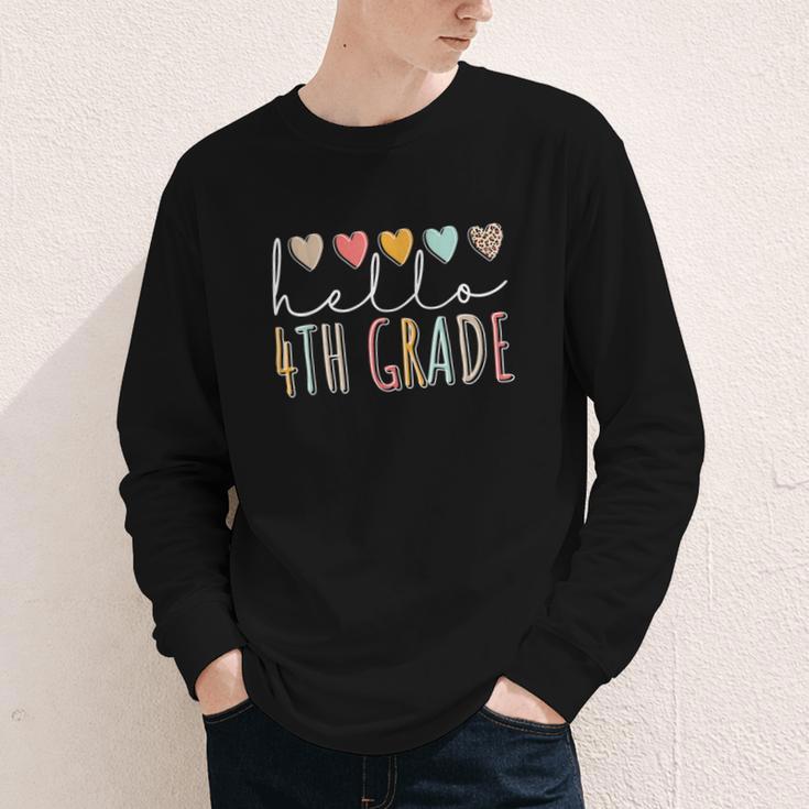 Hello 4th Grade Back To School Fourth Grade Vibes Heart Love Youth Long Sleeve Tee