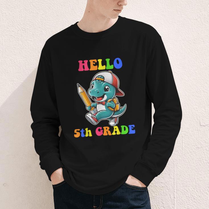 Hello 5th Grade Cute Dinosaur Back To School Boys Kids Girls Youth Long Sleeve Tee Hello 5th Grade Cute Dinosaur Back To School Boys Kids Girls Youth Long Sleeve Tee
