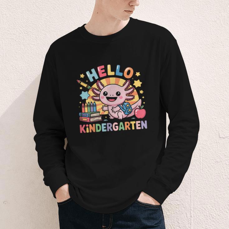 Hello Kindergarten Axolotl Back To School For Kids Youth Long Sleeve Tee Hello Kindergarten Axolotl Back To School For Kids Youth Long Sleeve Tee