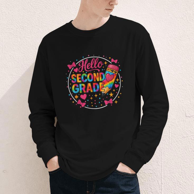 Hello Second Grade Tie Dye Pencil Back To School 2nd Grade Youth Long Sleeve Tee Hello Second Grade Tie Dye Pencil Back To School 2nd Grade Youth Long Sleeve Tee