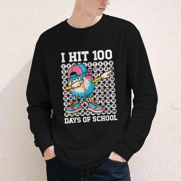 I Hit 100 Days Of School Baseball Ice Cream Drip Boys Girls Youth Long Sleeve Tee I Hit 100 Days Of School Baseball Ice Cream Drip Boys Girls Youth Long Sleeve Tee