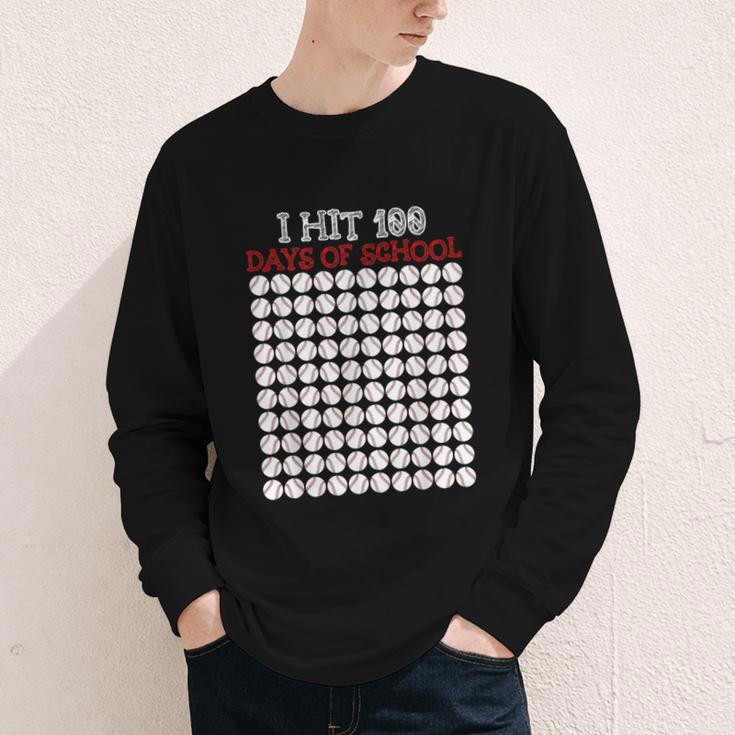I Hit 100 Days Of School Baseball Lover Teacher Student Youth Long Sleeve Tee I Hit 100 Days Of School Baseball Lover Teacher Student Youth Long Sleeve Tee