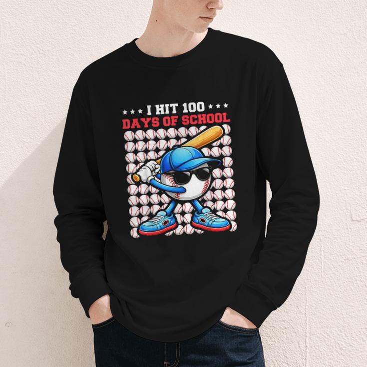 I Hit 100 Days Of School Baseball Player Kids Boys Son Youth Long Sleeve Tee I Hit 100 Days Of School Baseball Player Kids Boys Son Youth Long Sleeve Tee