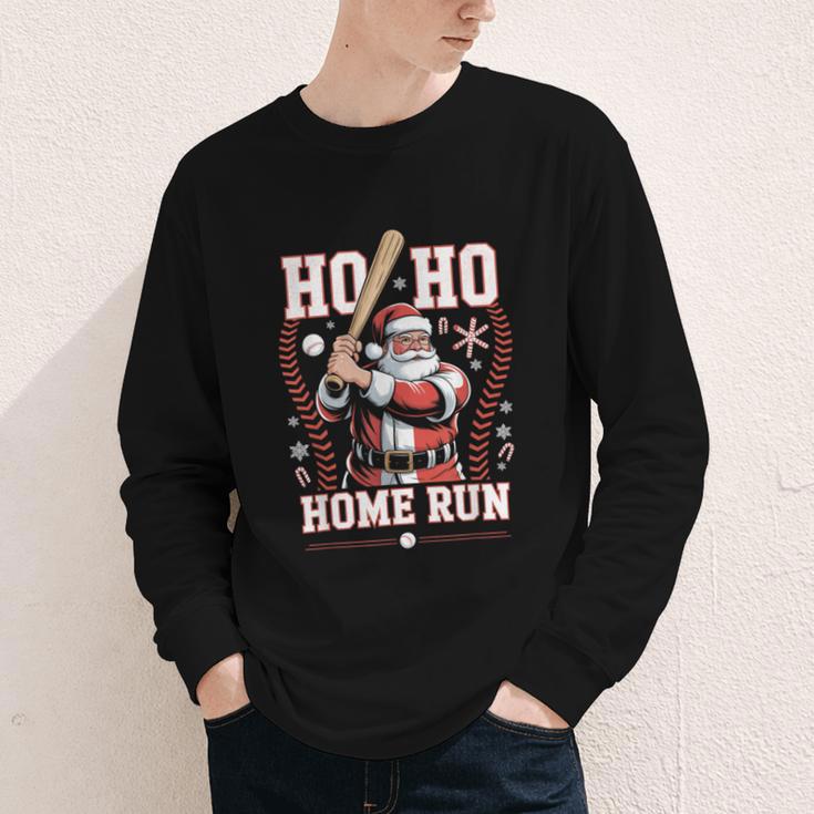 Ho Ho Home Run Baseball Christmas Holiday Sports Santa Youth Long Sleeve Tee Ho Ho Home Run Baseball Christmas Holiday Sports Santa Youth Long Sleeve Tee
