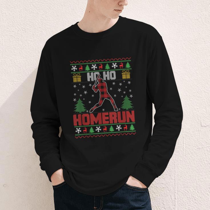 Ho Ho Homerun Xmas Sports Player Baseball Ugly Christmas Youth Long Sleeve Tee Ho Ho Homerun Xmas Sports Player Baseball Ugly Christmas Youth Long Sleeve Tee