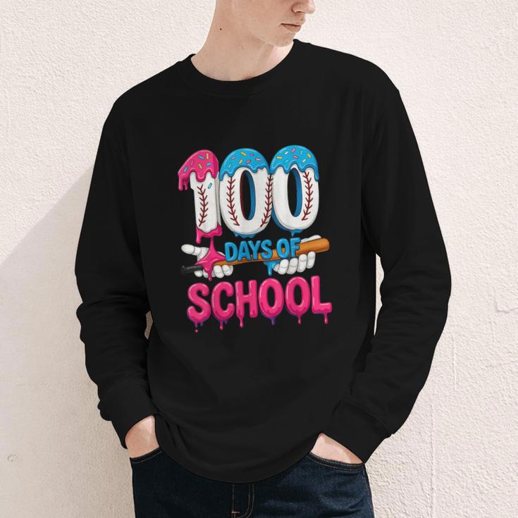HUGvyn 100 Days Of School Baseball Ice Cream Teacher Student Youth Long Sleeve Tee HUGvyn 100 Days Of School Baseball Ice Cream Teacher Student Youth Long Sleeve Tee