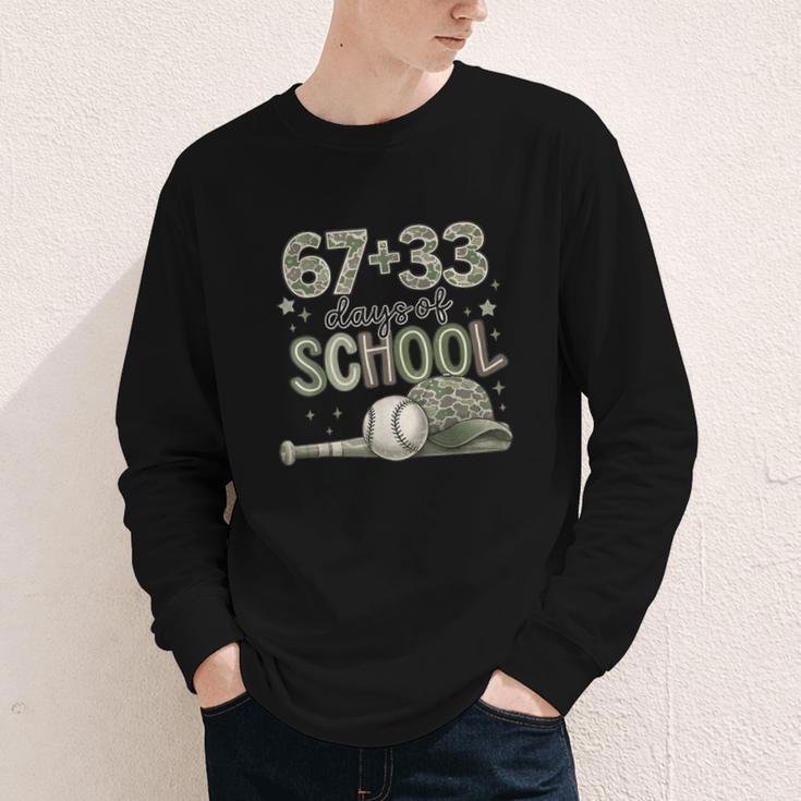 HUGvyn 6733 Days Of School Baseball 100 Days Camo Cap Boys Youth Long Sleeve Tee