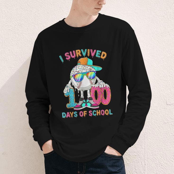 HUGvyn I Survived 100 Days Of School Baseball 6 7 Ice Cream Youth Long Sleeve Tee