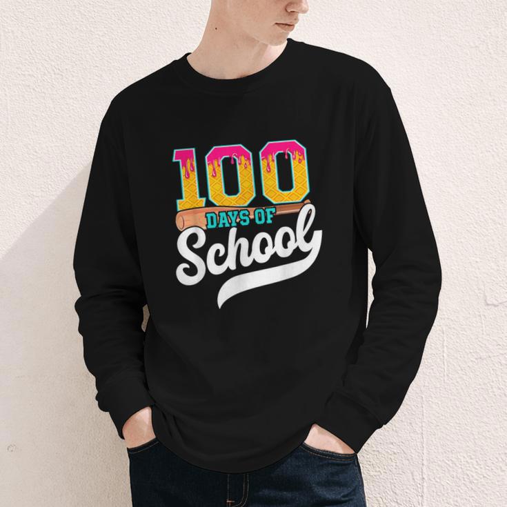 Ice Cream Drip 100 Days Of School Baseball Boys 100th Day Youth Long Sleeve Tee Ice Cream Drip 100 Days Of School Baseball Boys 100th Day Youth Long Sleeve Tee