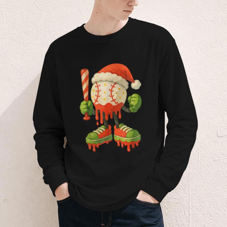 Ice Cream Drip Baseball Christmas Baseball Drip Candy Cane Youth Long Sleeve Tee Ice Cream Drip Baseball Christmas Baseball Drip Candy Cane Youth Long Sleeve Tee