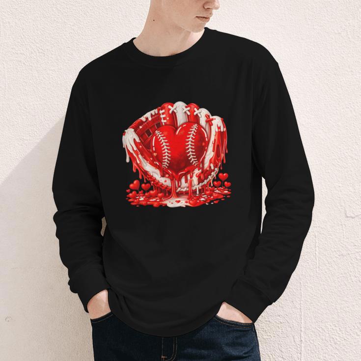 Ice Cream Drip Heart Valentines Day Baseball Boys Youth Kids Youth Long Sleeve Tee
