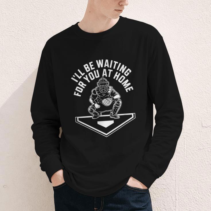 I'Ll Be Waiting For You At Home Baseball Catcher Youth Long Sleeve Tee I'Ll Be Waiting For You At Home Baseball Catcher Youth Long Sleeve Tee