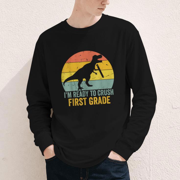 I'm Ready To Crush First Grade Dinosaur Back To School Kids Youth Long Sleeve Tee I'm Ready To Crush First Grade Dinosaur Back To School Kids Youth Long Sleeve Tee