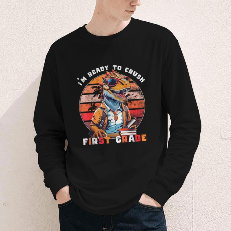 I'm Ready To Crush First Grade DinosaurRex Back To School Youth Long Sleeve Tee I'm Ready To Crush First Grade DinosaurRex Back To School Youth Long Sleeve Tee