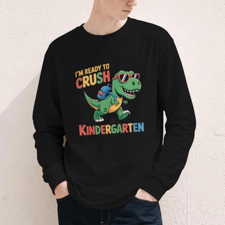 I'm Ready To Crush Kindergarten T-Rex Back To School Dino Youth Long Sleeve Tee I'm Ready To Crush Kindergarten T-Rex Back To School Dino Youth Long Sleeve Tee