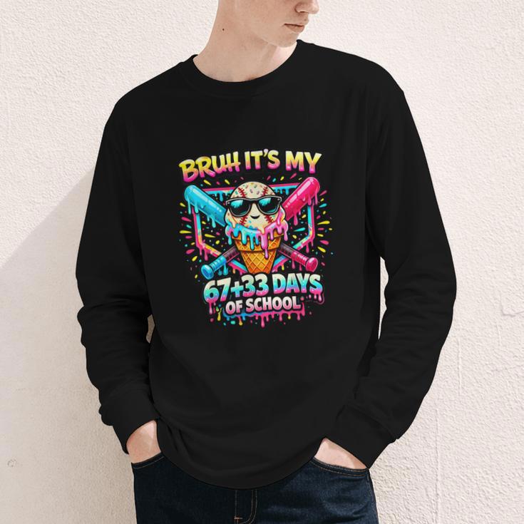 It's My 6733 Days Of School Baseball Ice Cream Dripping Youth Long Sleeve Tee