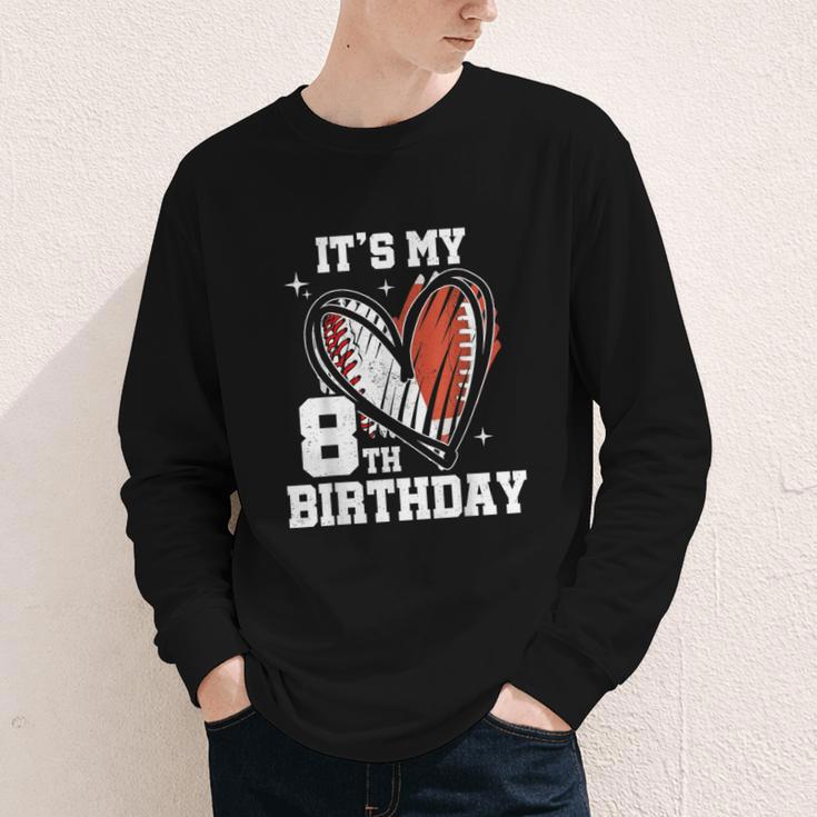 It's My 8th Birthday Baseball Football Heart 8 Year Old Youth Long Sleeve Tee It's My 8th Birthday Baseball Football Heart 8 Year Old Youth Long Sleeve Tee