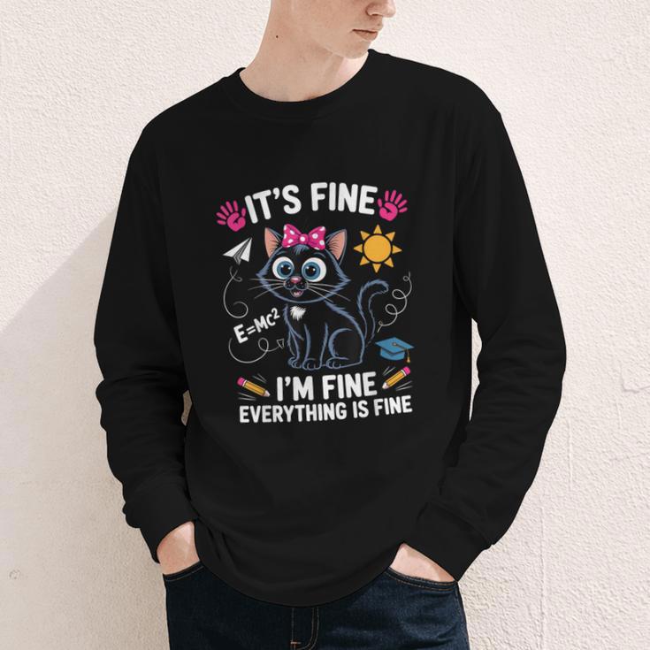 It's Fine I'm Fine Everything Is Fine Cat Back To School Youth Long Sleeve Tee It's Fine I'm Fine Everything Is Fine Cat Back To School Youth Long Sleeve Tee