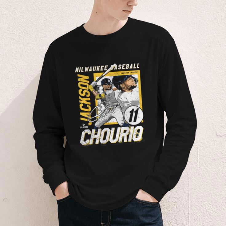 Jackson Chourio Milwaukee MLB Baseball Player MLBJCH203M Youth Long Sleeve Tee Jackson Chourio Milwaukee MLB Baseball Player MLBJCH203M Youth Long Sleeve Tee