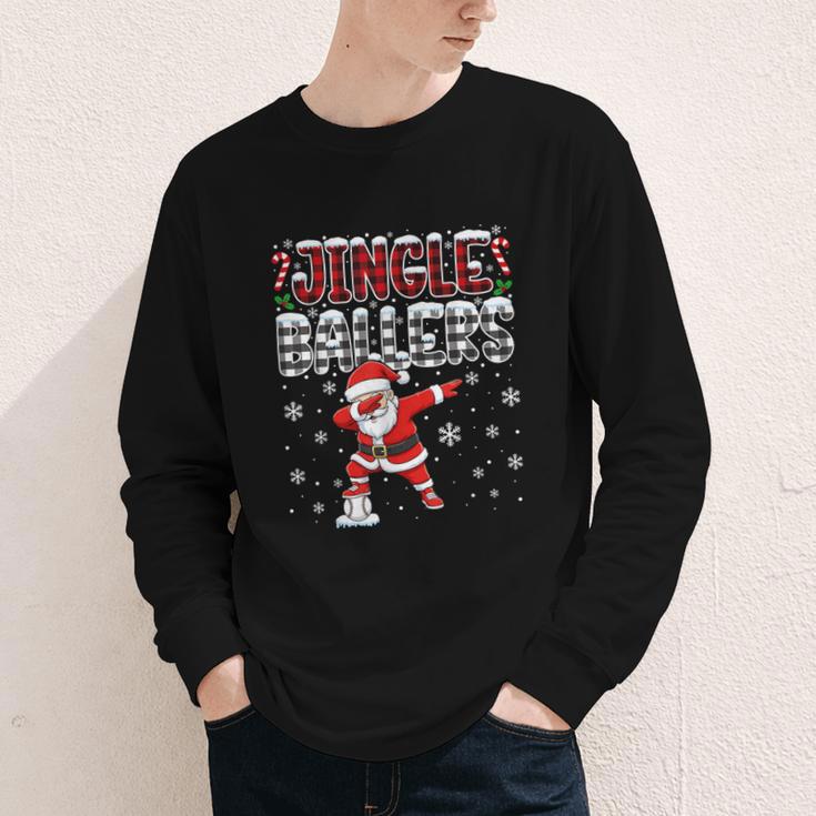 Jingle Ballers Plaid Santa Dabbing Baseball Christmas Youth Long Sleeve Tee Jingle Ballers Plaid Santa Dabbing Baseball Christmas Youth Long Sleeve Tee