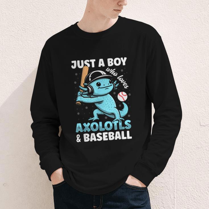 Just A Boy Who Loves Axolotls & Baseball Youth Long Sleeve Tee Just A Boy Who Loves Axolotls & Baseball Youth Long Sleeve Tee