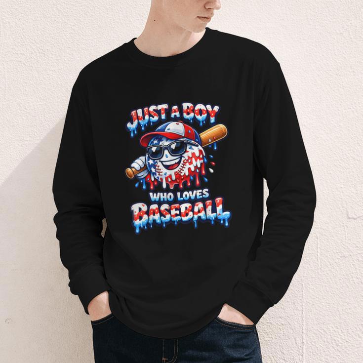 Just A Boy Who Loves Baseball Patriotic Drip For Youth Boys Youth Long Sleeve Tee Just A Boy Who Loves Baseball Patriotic Drip For Youth Boys Youth Long Sleeve Tee