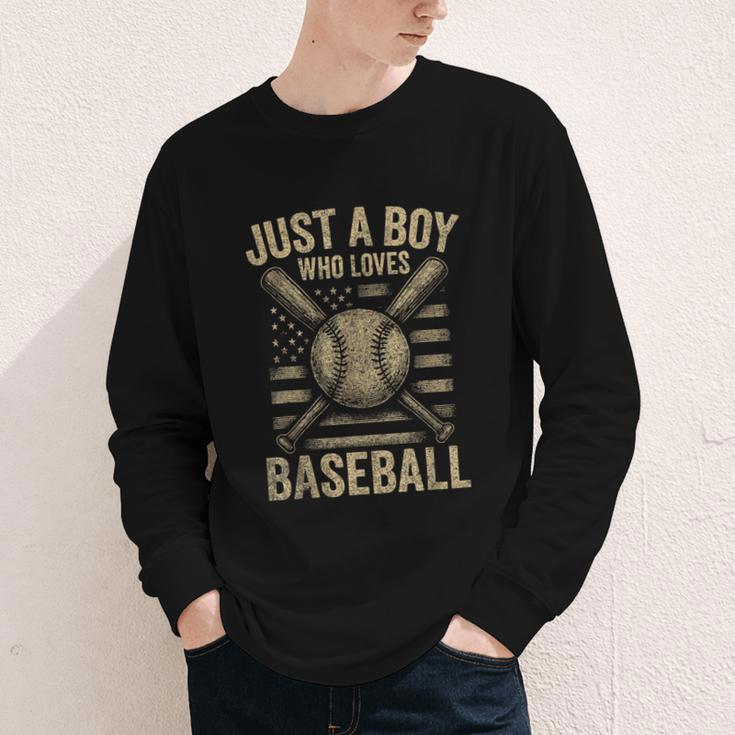 Just a Boy Who Loves Baseball Youth Long Sleeve Tee