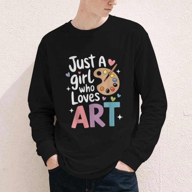 Just a Girl Who Loves Art Cute Back To School Kids Girls Youth Long Sleeve Tee Just a Girl Who Loves Art Cute Back To School Kids Girls Youth Long Sleeve Tee