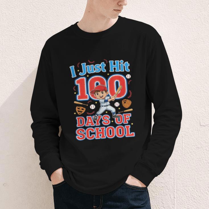 I Just Hit 100 Days Of School Baseball 100th Day Boys Kids Youth Long Sleeve Tee I Just Hit 100 Days Of School Baseball 100th Day Boys Kids Youth Long Sleeve Tee