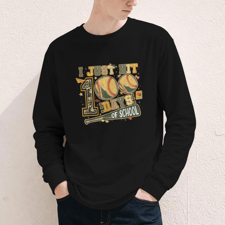 I Just Hit 100 Days Of School Baseball Camo Boys Kid Toddler Youth Long Sleeve Tee I Just Hit 100 Days Of School Baseball Camo Boys Kid Toddler Youth Long Sleeve Tee