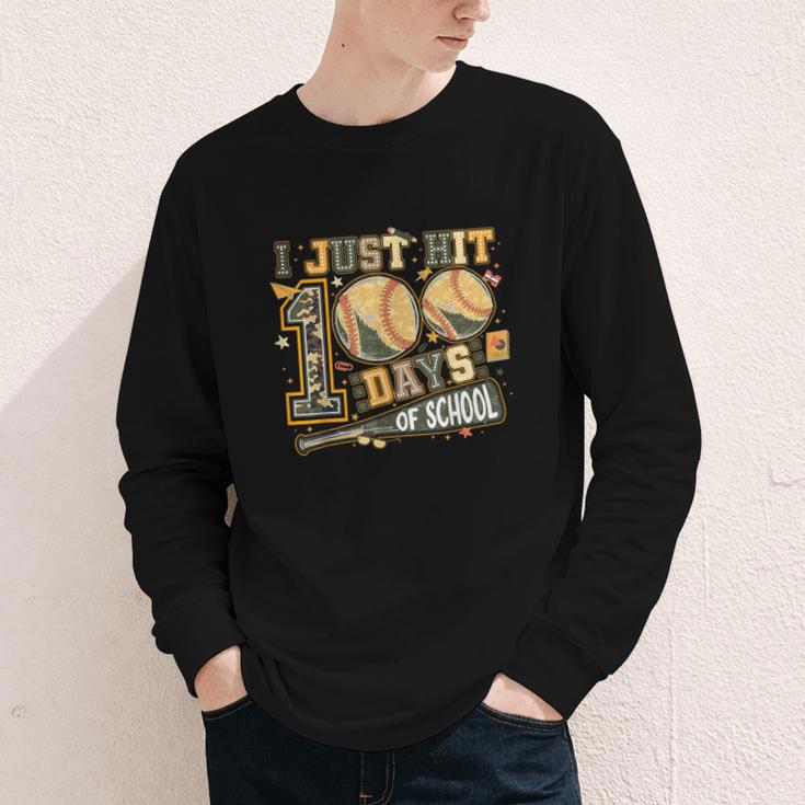 I Just Hit 100 Days Of School Camo Baseball Boy Kids Teacher Youth Long Sleeve Tee I Just Hit 100 Days Of School Camo Baseball Boy Kids Teacher Youth Long Sleeve Tee