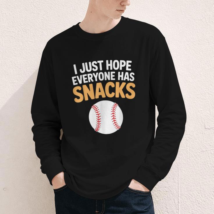 I Just Hope Everyone Has Snacks Baseball Game Day Fan Youth Long Sleeve Tee