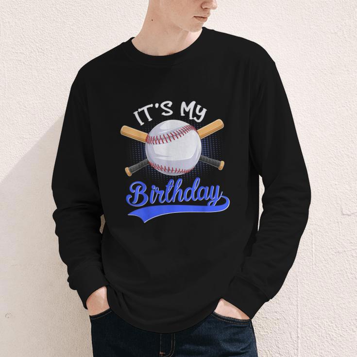 Kids 8th Baseball Birthday Party Boys Sport Fan 8 Years Old Youth Long Sleeve Tee