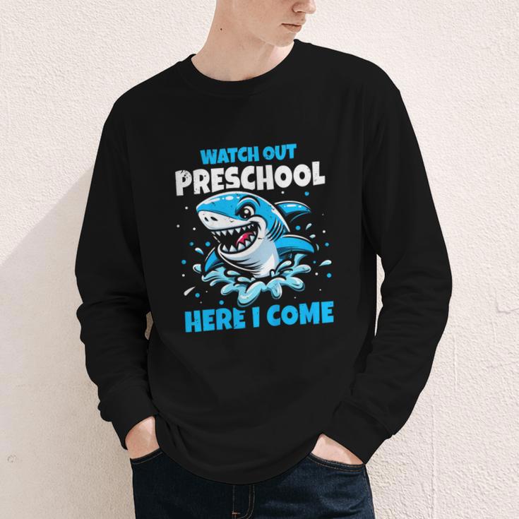 Kids Back To School Watch Out Preschool Here I Come Shark Boys Youth Long Sleeve Tee Kids Back To School Watch Out Preschool Here I Come Shark Boys Youth Long Sleeve Tee