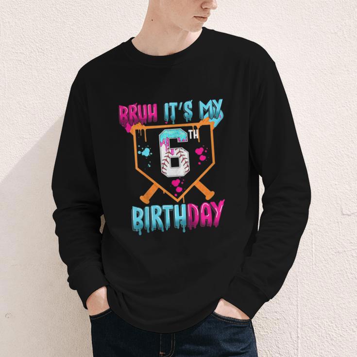 Kids Baseball Drip Bruh It's My 6th Birthday Boy Ice Cream Drip Youth Long Sleeve Tee Kids Baseball Drip Bruh It's My 6th Birthday Boy Ice Cream Drip Youth Long Sleeve Tee
