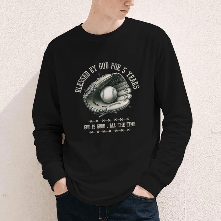 Kids Blessed By God For 5 Years Old Baseball 5th Birthday Youth Long Sleeve Tee Kids Blessed By God For 5 Years Old Baseball 5th Birthday Youth Long Sleeve Tee