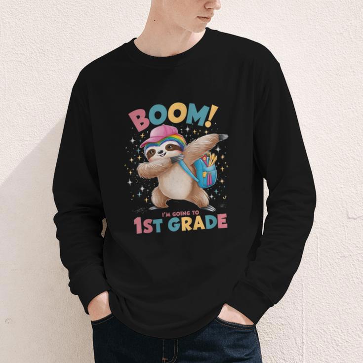 Kids Boom I'm Going To 1st Grade Dabbing Sloth For Back To School Youth Long Sleeve Tee Kids Boom I'm Going To 1st Grade Dabbing Sloth For Back To School Youth Long Sleeve Tee