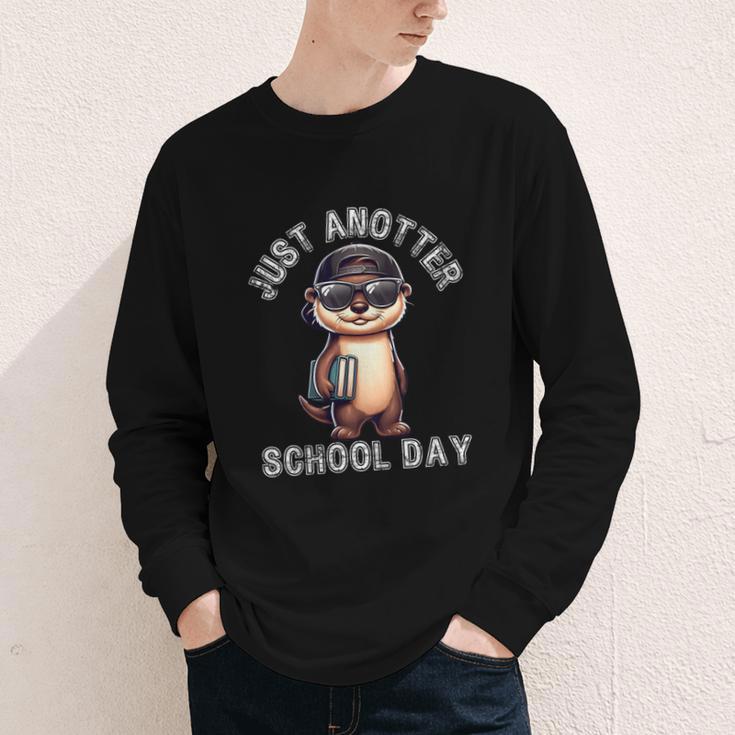 Kids Just Anotter School Day Otter Boys First Day Back To School Youth Long Sleeve Tee