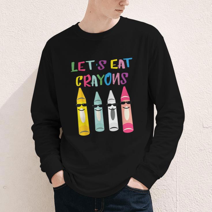 Kindergarten Back To School Crayons Let's Eat Crayon Youth Long Sleeve Tee Kindergarten Back To School Crayons Let's Eat Crayon Youth Long Sleeve Tee